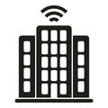 Smart office building icon simple vector. Work station table