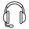 Smart office headset icon outline vector. Work data