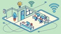 Smart Office Productivity: Connected Workspace & Collaboration Vector, vector design Generative AI Royalty Free Stock Photo
