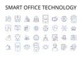 Smart office technology line icons collection. Responsive web design, Advanced algorithms, Digital marketing, Cloud