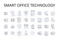 Smart office technology line icons collection. Responsive web design, Advanced algorithms, Digital marketing, Cloud