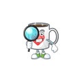Smart One eye cup coffee love Detective character style Royalty Free Stock Photo