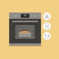 Smart oven baking bread and functions Royalty Free Stock Photo