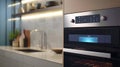 Smart oven in a modern kitchen Showcasing the oven\'s touchscreen interface Royalty Free Stock Photo