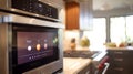 Smart oven in a modern kitchen Showcasing the oven\'s touchscreen interface Royalty Free Stock Photo