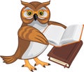 Smart owlet holds a book