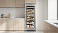 Built-In Smart Refrigerator Displaying Organized Shelves in Modern Kitchen, generative ai Royalty Free Stock Photo