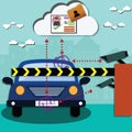 The smart parking were using sensor for remember a car and keeping data in cloud - vector