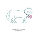 Smart pet collar icon. Cat tech gadgets sign.