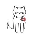 Smart pet collar icon. Cat tech gadgets sign. GPS trackers for cats.