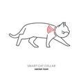 Smart pet collar icon. Cat tech gadgets sign.