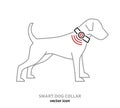 Smart pet collar icon. Dog tech gadgets sign.