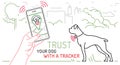 Smart pet collar landscape poster. Dog tech gadgets.