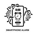 Smart phone alarm clock isolated on white background Royalty Free Stock Photo