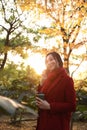 Smart phone Autumn woman talking on mobile in fall Royalty Free Stock Photo