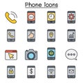 Smart Phone and Basic Application color line icon set Royalty Free Stock Photo