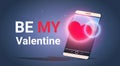 Smart Phone With Be My Valentine Text Message Love Holiday Celebration Invitation Royalty Free Stock Photo