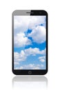 Smart phone with blue sky Royalty Free Stock Photo