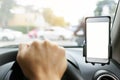 Smart Phone on car phone Holder Royalty Free Stock Photo