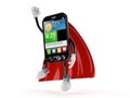 Smart phone character with hero cape Royalty Free Stock Photo