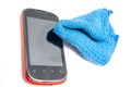 Smart phone cleaning Royalty Free Stock Photo