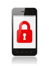 Smart phone with closed lock Royalty Free Stock Photo