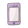 Smart phone color doodle icon. Hand drawn sketch in vector Royalty Free Stock Photo