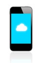 Smart phone connect cloud computing Royalty Free Stock Photo