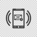 Smart phone with Email symbol on the screen. Vector illustration Royalty Free Stock Photo