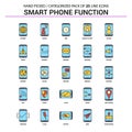 Smart phone functions Flat Line Icon Set - Business Concept Icon Royalty Free Stock Photo