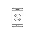 Smart Phone with handset on screen icon. Calling phone line icon. Communication symbol