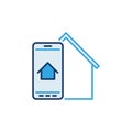 Smart-phone with House colored icon. Vector Real Estate Searching sign