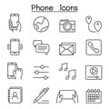 Smart phone icon set in thin line style Royalty Free Stock Photo