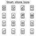 Smart phone icon set in thin line style Royalty Free Stock Photo