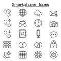 Smart phone icon set in thin line styleh Royalty Free Stock Photo