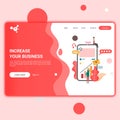 Illustration for web page or landing page, flat design style, smart phone illustration