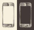 Smart Phone (iPhone), smartphone mobile tablet, engraved style, hand drawn