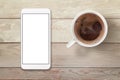 Smart phone with isolated white display for mockup