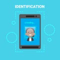 Smart Phone Loading Face Identification System Scanning African American Female User Access Control Modern Technology Royalty Free Stock Photo