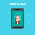 Smart Phone Loading Face Identification System Scanning Female User Access Control Modern Technology Royalty Free Stock Photo