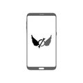 Smart phone logo design. mobile vector illustration with wings Royalty Free Stock Photo