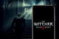 Smart phone with the logo of The Witcher, is a series of American web television drama and dark fantasy created by Lauren Schmidt