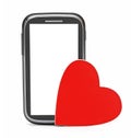 Smart phone and love red heart
