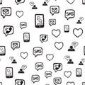 Smart Phone Love SMS and Communications Seamless Pattern Royalty Free Stock Photo
