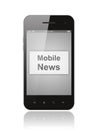 Smart phone with mobile news button Royalty Free Stock Photo