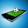 Smart phone, mobile telephone with soccer football