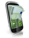 Smart phone money earning Royalty Free Stock Photo