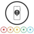 Smart phone notification icon. Set icons in color circle buttons