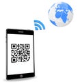 Smart phone with QR code Royalty Free Stock Photo