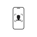 Smart Phone Scanning Person, Face Recognition System Biometric Identification Concept